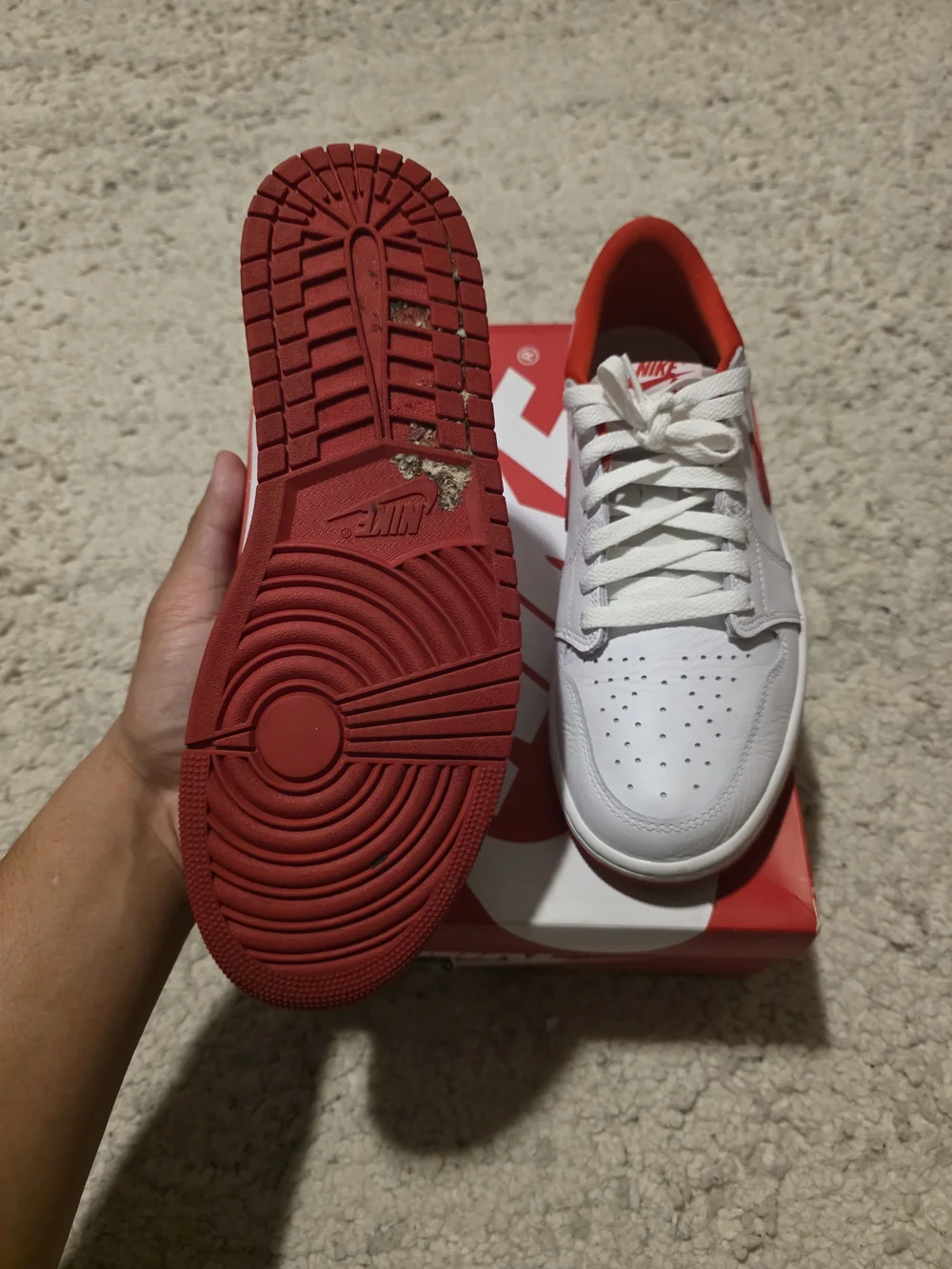 Jordan Men’s White and Red Low-Top Sneakers